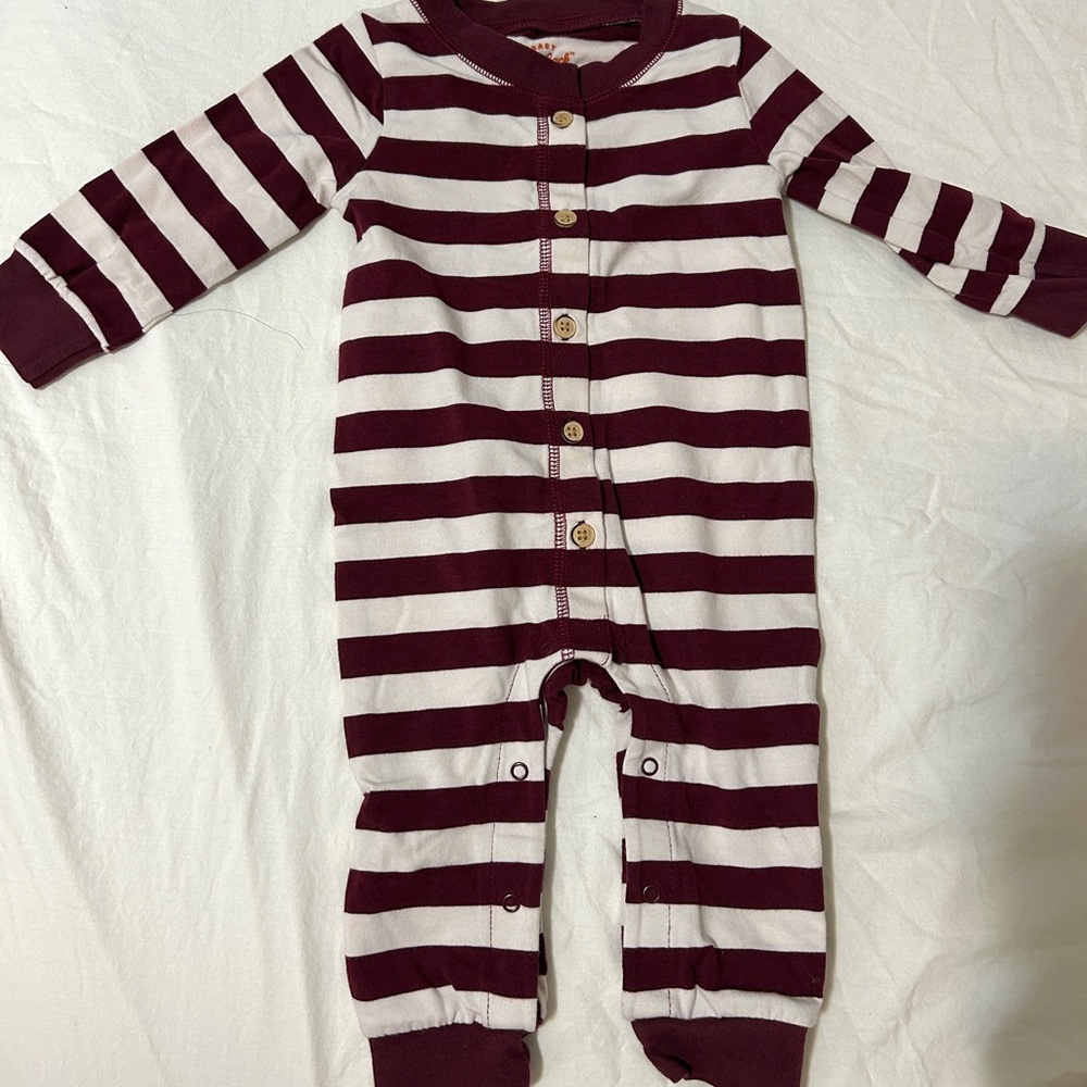 Striped Maroon and White Kids One Piece